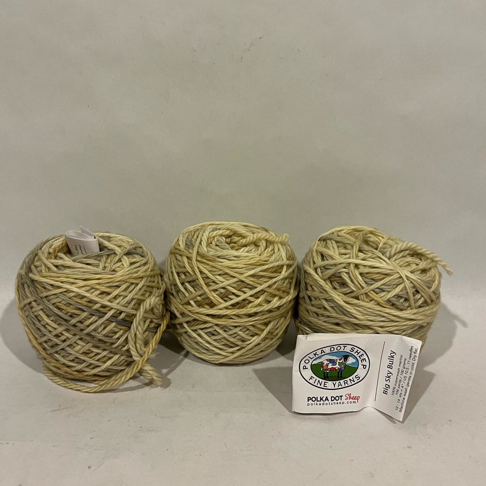 Polka Dot Sheep Yarn Big Sky Bulky Wool Yarn Lot Of 3 caked Skeins